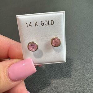 14K Gold Pink Stud Earrings